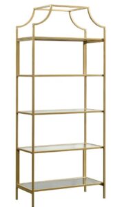 SATIN GOLD ETAGERE WITH GLASS SHELVES